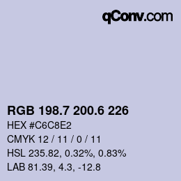 カラーコード: RGB 198.7 200.6 226 | qconv.com