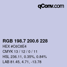 カラーコード: RGB 198.7 200.6 228 | qconv.com