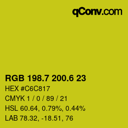 カラーコード: RGB 198.7 200.6 23 | qconv.com