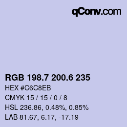 カラーコード: RGB 198.7 200.6 235 | qconv.com