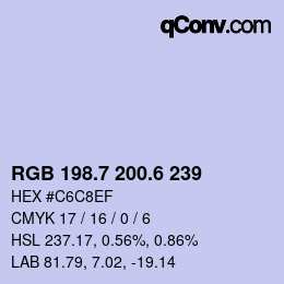 カラーコード: RGB 198.7 200.6 239 | qconv.com