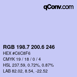 カラーコード: RGB 198.7 200.6 246 | qconv.com