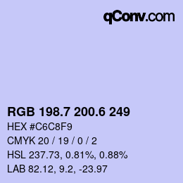 カラーコード: RGB 198.7 200.6 249 | qconv.com