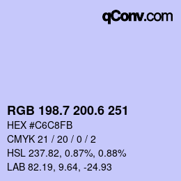 カラーコード: RGB 198.7 200.6 251 | qconv.com