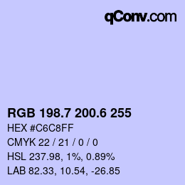 カラーコード: RGB 198.7 200.6 255 | qconv.com