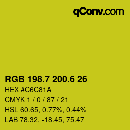 カラーコード: RGB 198.7 200.6 26 | qconv.com