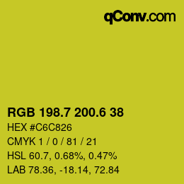 カラーコード: RGB 198.7 200.6 38 | qconv.com