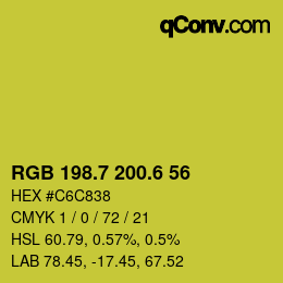 カラーコード: RGB 198.7 200.6 56 | qconv.com