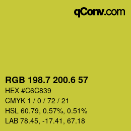 カラーコード: RGB 198.7 200.6 57 | qconv.com