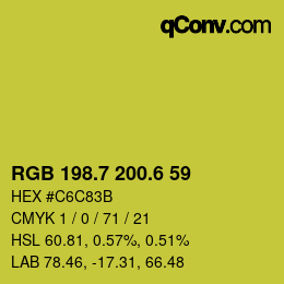 カラーコード: RGB 198.7 200.6 59 | qconv.com