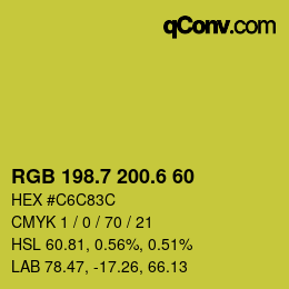 カラーコード: RGB 198.7 200.6 60 | qconv.com