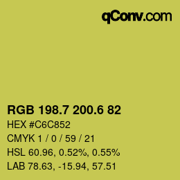 カラーコード: RGB 198.7 200.6 82 | qconv.com