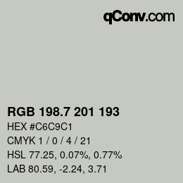カラーコード: RGB 198.7 201 193 | qconv.com