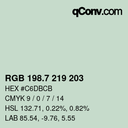 カラーコード: RGB 198.7 219 203 | qconv.com
