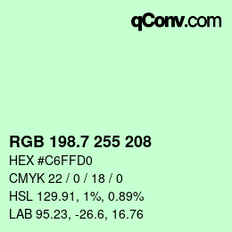 カラーコード: RGB 198.7 255 208 | qconv.com