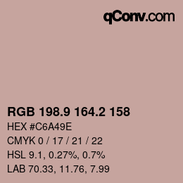 カラーコード: RGB 198.9 164.2 158 | qconv.com