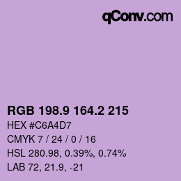 カラーコード: RGB 198.9 164.2 215 | qconv.com