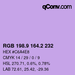 Color code: RGB 198.9 164.2 232 | qconv.com