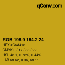 カラーコード: RGB 198.9 164.2 24 | qconv.com