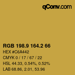 Color code: RGB 198.9 164.2 66 | qconv.com