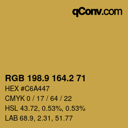 Color code: RGB 198.9 164.2 71 | qconv.com