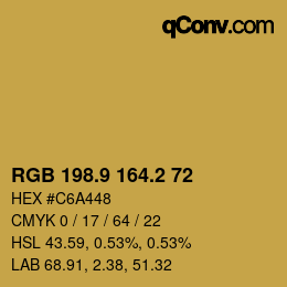 Color code: RGB 198.9 164.2 72 | qconv.com