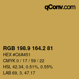 Color code: RGB 198.9 164.2 81 | qconv.com