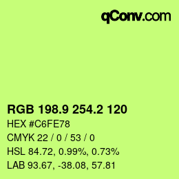 カラーコード: RGB 198.9 254.2 120 | qconv.com