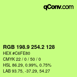 カラーコード: RGB 198.9 254.2 128 | qconv.com