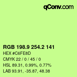 カラーコード: RGB 198.9 254.2 141 | qconv.com