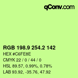 カラーコード: RGB 198.9 254.2 142 | qconv.com