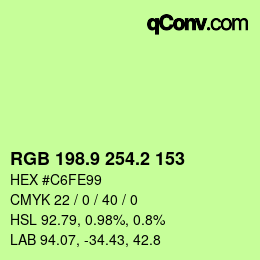 カラーコード: RGB 198.9 254.2 153 | qconv.com
