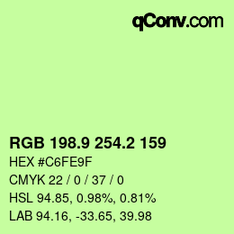 カラーコード: RGB 198.9 254.2 159 | qconv.com