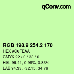 カラーコード: RGB 198.9 254.2 170 | qconv.com