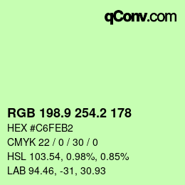 カラーコード: RGB 198.9 254.2 178 | qconv.com