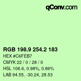 カラーコード: RGB 198.9 254.2 183 | qconv.com