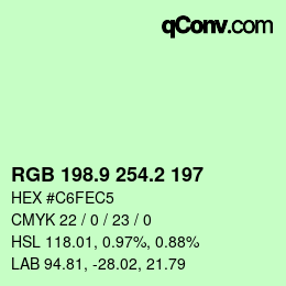 カラーコード: RGB 198.9 254.2 197 | qconv.com