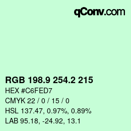 カラーコード: RGB 198.9 254.2 215 | qconv.com