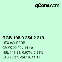 カラーコード: RGB 198.9 254.2 219 | qconv.com