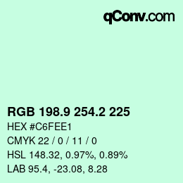 カラーコード: RGB 198.9 254.2 225 | qconv.com