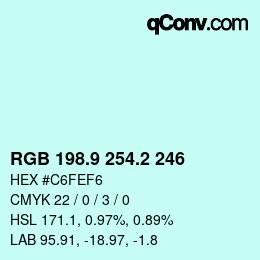 Color code: RGB 198.9 254.2 246 | qconv.com