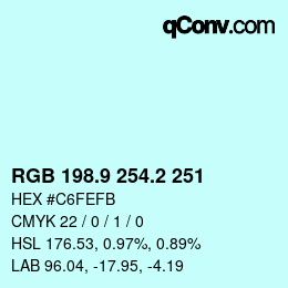 カラーコード: RGB 198.9 254.2 251 | qconv.com