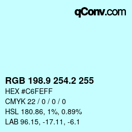 Color code: RGB 198.9 254.2 255 | qconv.com