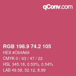 カラーコード: RGB 198.9 74.2 105 | qconv.com