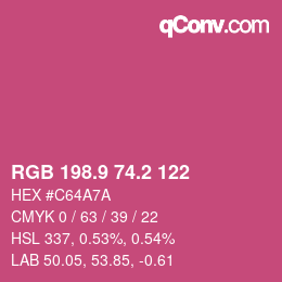 カラーコード: RGB 198.9 74.2 122 | qconv.com