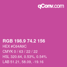 カラーコード: RGB 198.9 74.2 156 | qconv.com