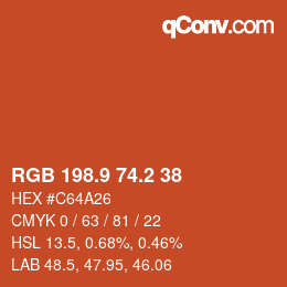 カラーコード: RGB 198.9 74.2 38 | qconv.com