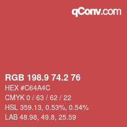 Color code: RGB 198.9 74.2 76 | qconv.com