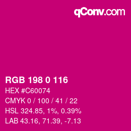 Color code: RGB 198 0 116 | qconv.com