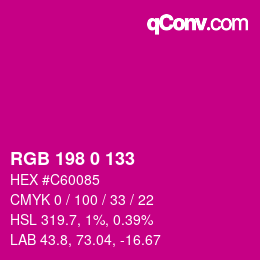 Color code: RGB 198 0 133 | qconv.com